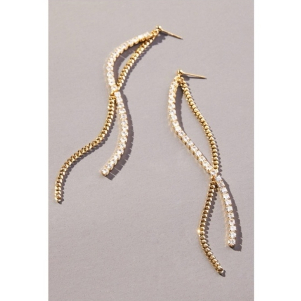 Anthropologie Reagan Crystal Tassle Drop Earrings